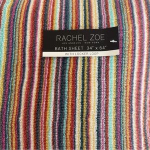 Rachel Zoe Soho Living Oversized Rainbow Striped 34” x 64” Large Bath Sheet NWT